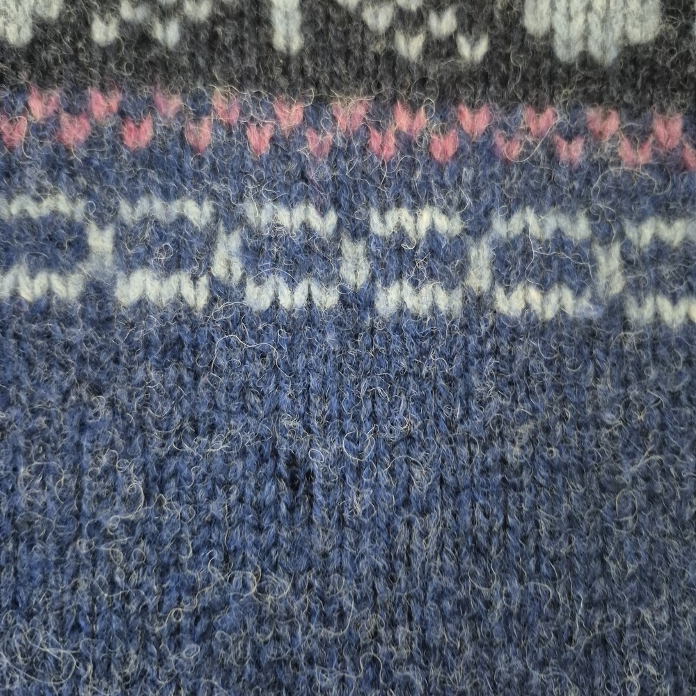 Talbots Sweater Womens M Blue Fair Isle‎ 100% Wool Cardigan Full Zip Vintage - Picture 8 of 8